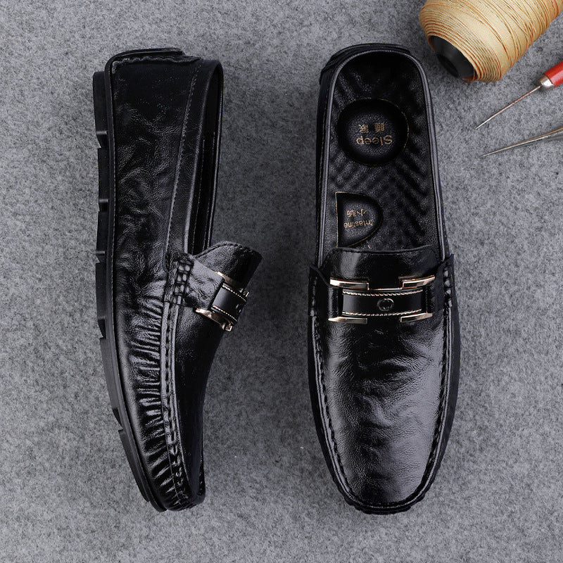 Herr loafers – Slip-on modell – Klassisk profil – Dekorativt band med metallaccent