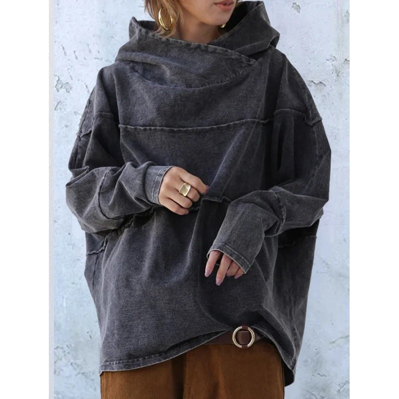 Dames Hoodie - Katoenmix - Oversized Pasvorm - Asymmetrische Cowl Hals