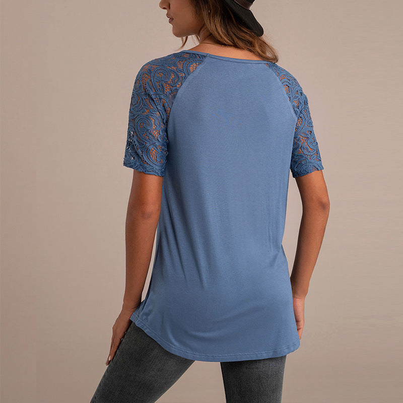 Dam Fleece Topp – Avslappnad Passform – Spets Ärmar – Mjuk Stickning – Höftlängd Casual