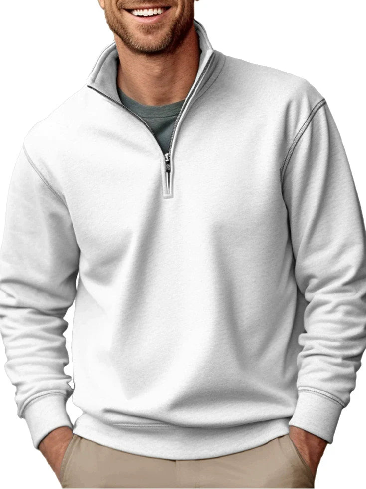 Heren Sweatshirt – Regular Fit – Zachte Fleece – Kwart Rits – Opstaande Kraag
