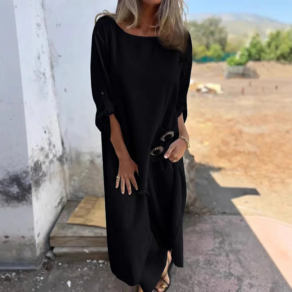 Dames 2-delige set – Oversized pasvorm – Katoen gevoel – Knoopdetail – Midi lengte