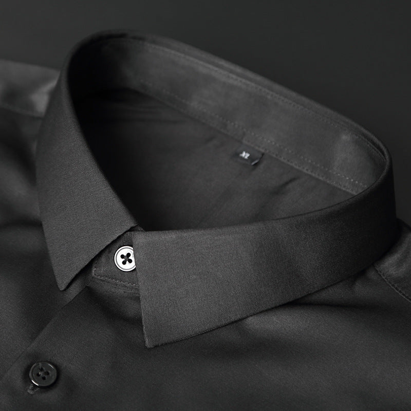 Herr Skjorta – Slim Fit – Stretchmaterial – Strykfri – Affärs Stil