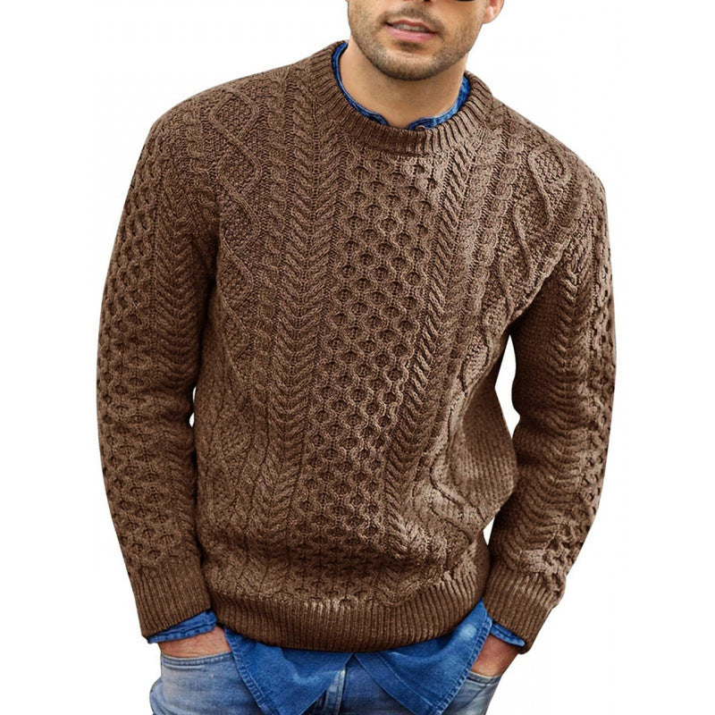 Heren Pullover Trui – Slim Fit – Kabelgebreid – Ribboorden – Zachte Casual Stijl