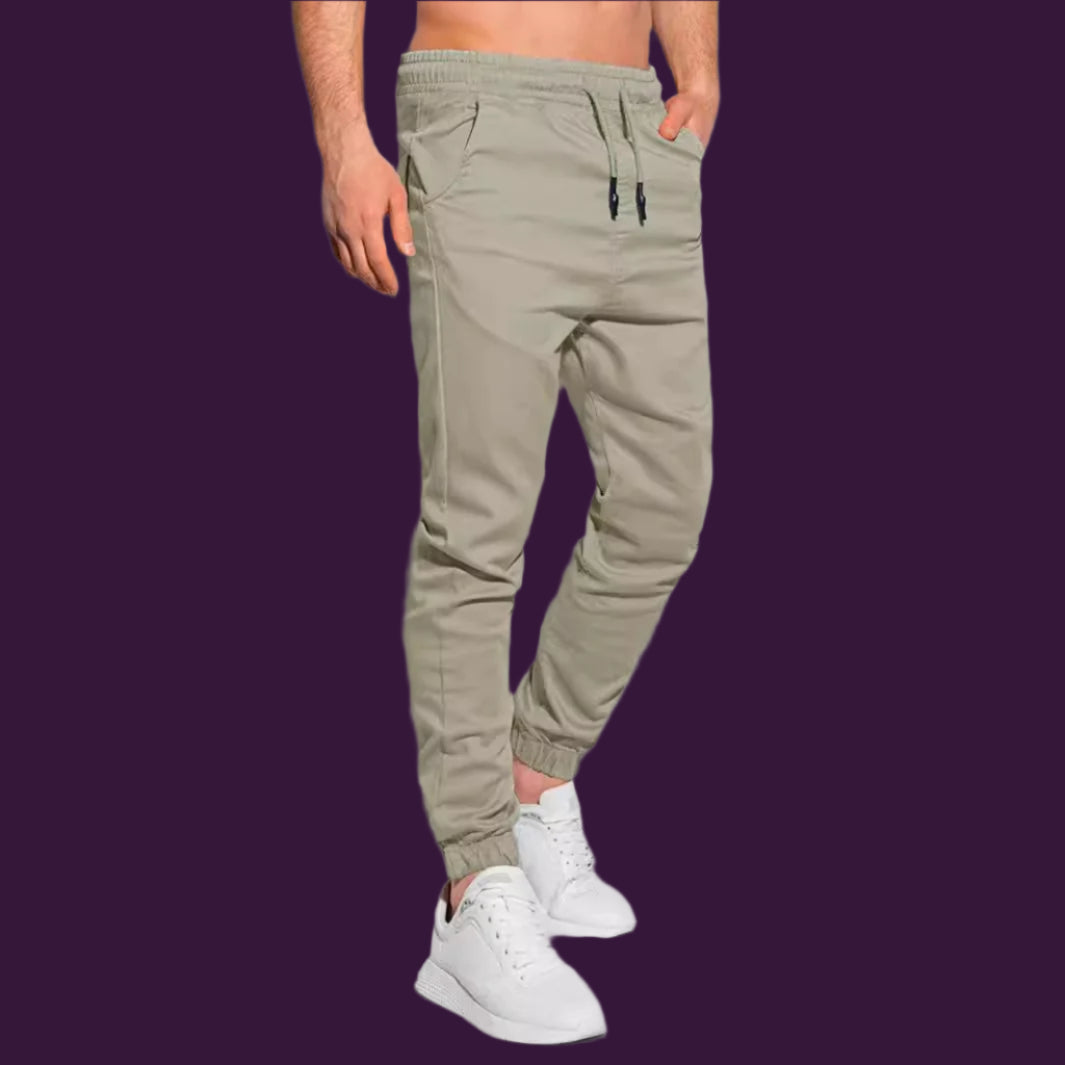 Herr Joggingbyxa – Slim Passform – Mjuk Trikå – Dragsko Midja – Elastiska Muddar