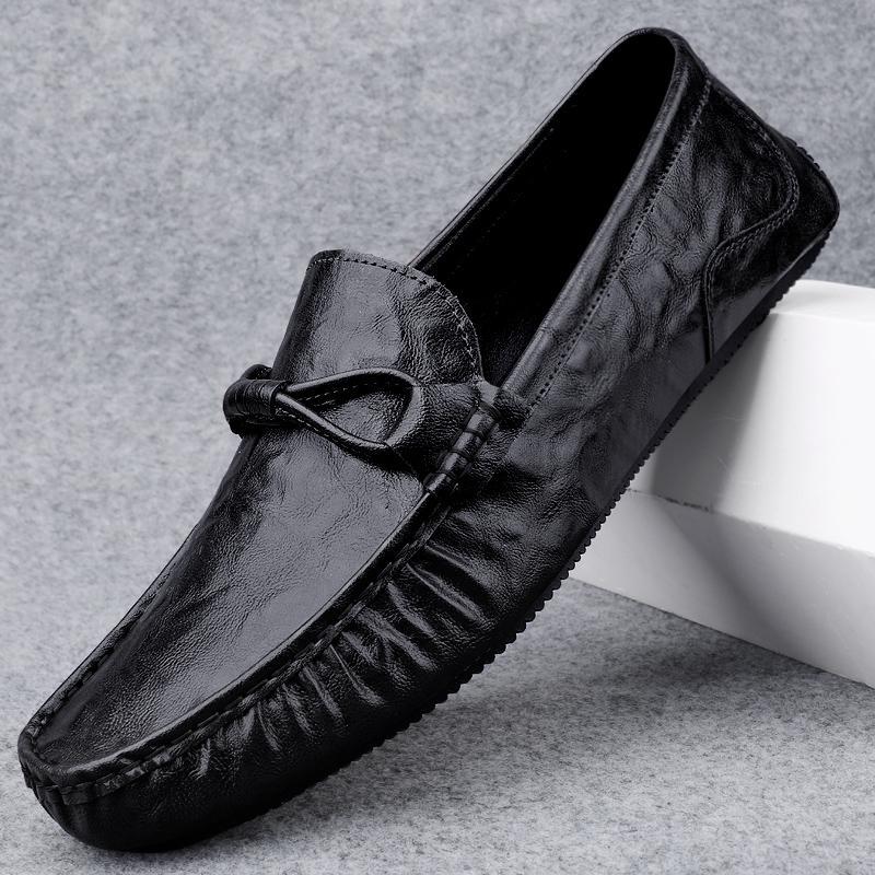 Herr loafers – Slip-on modell – Låg profil – Dekorativ rosett – Casual stil