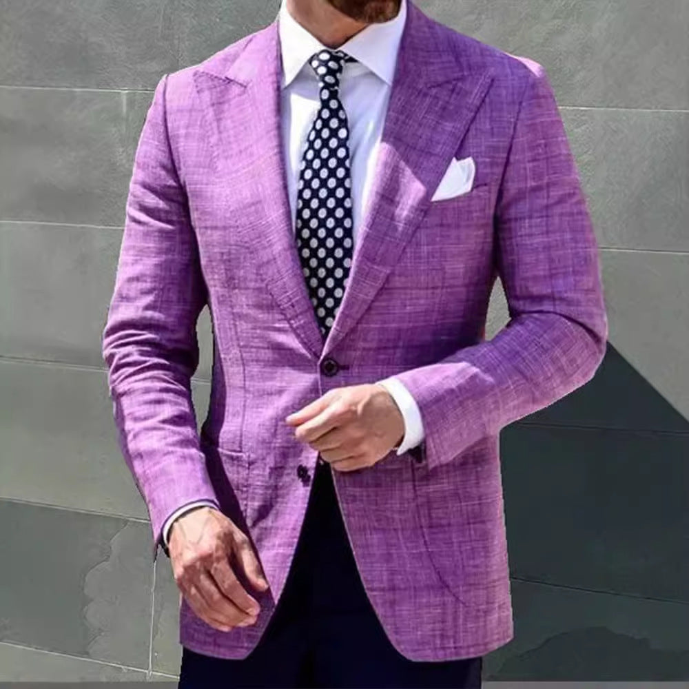 Heren Blazer – Getailleerde Pasvorm – Glad Geweven Stof – Notch Revers – Zakdoekdetail