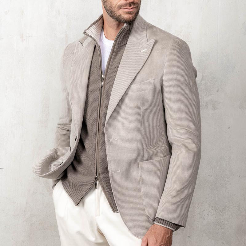 Heren Blazer – Slim Fit – Ribbelstructuur – Notch Revers – Smart Casual Look