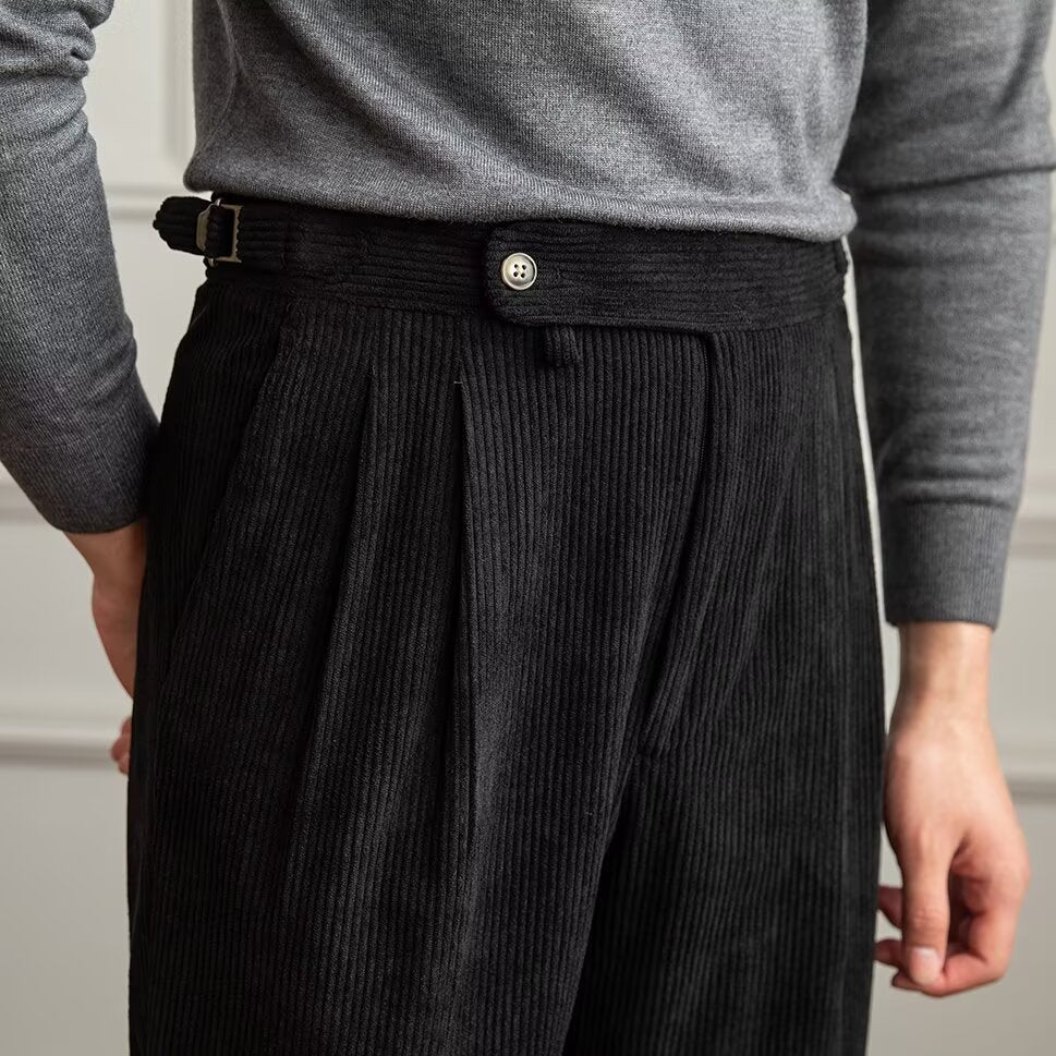 Heren Broek – Hoge Taille – Rechte Pasvorm – Plooi Voorzijde – Volledige Lengte