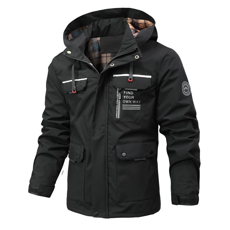 Heren windjack – Regular fit – Waterafstotend – Kap en meerdere zakken
