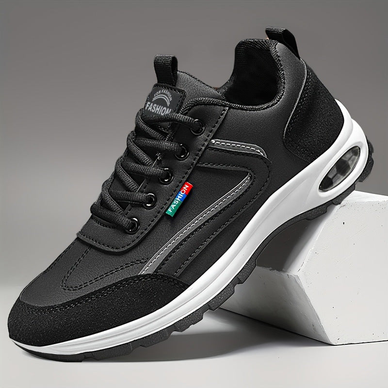 Heren Sneakers – Low-Top Sportieve Pasvorm – Gladde & Textuur Panelen – Vetersluiting