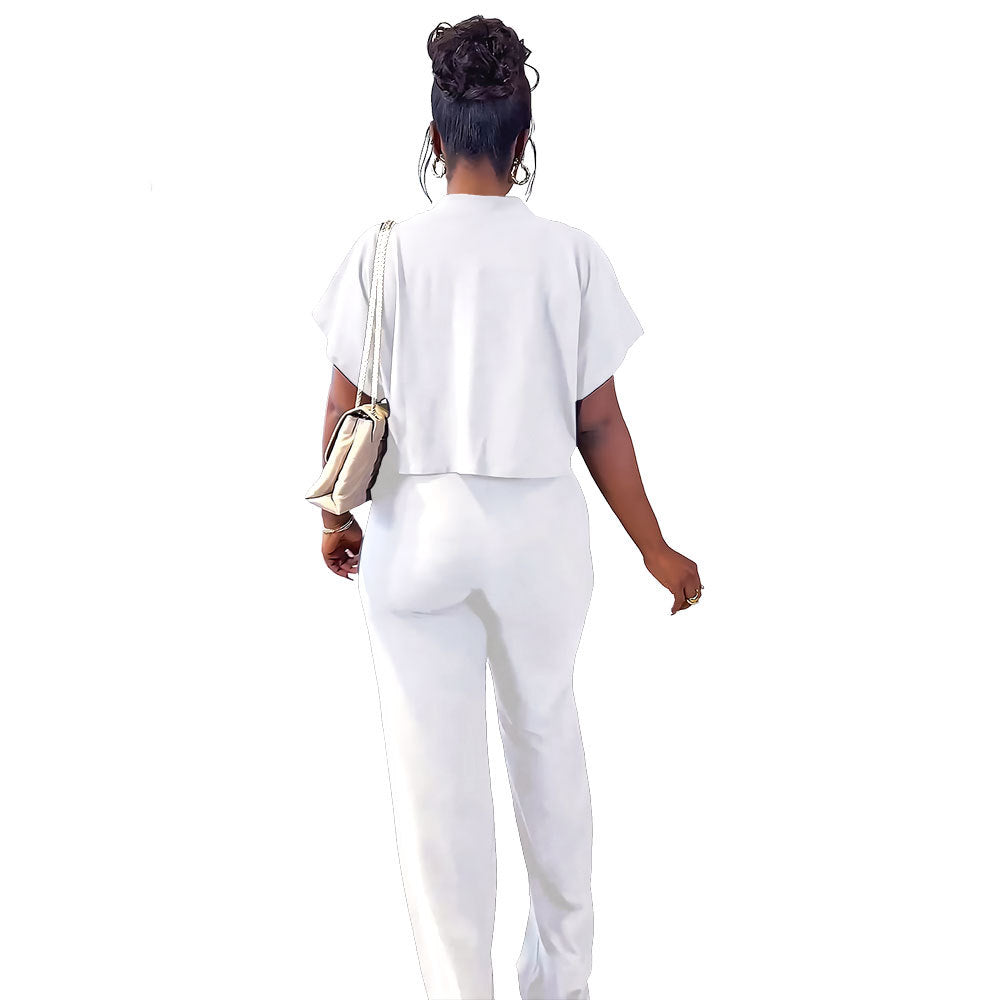 Dames Tweedelig Set - Stretchstof - Relaxte Pasvorm - Korte Mouwen