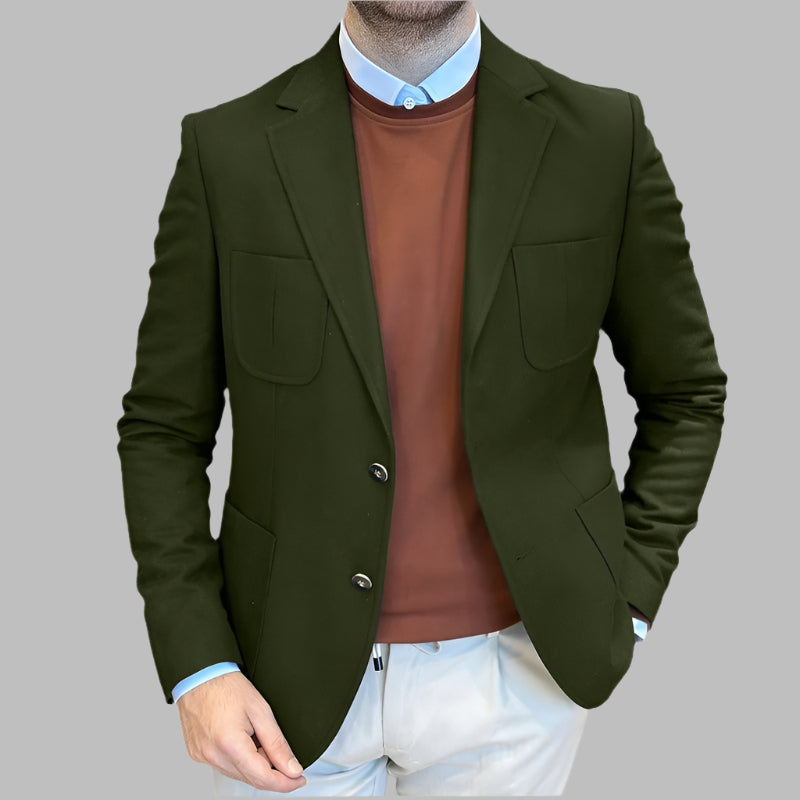 Heren Blazer – Tailored Fit – Wolmix – Double-Breasted – Notch Revers – Heuplengte