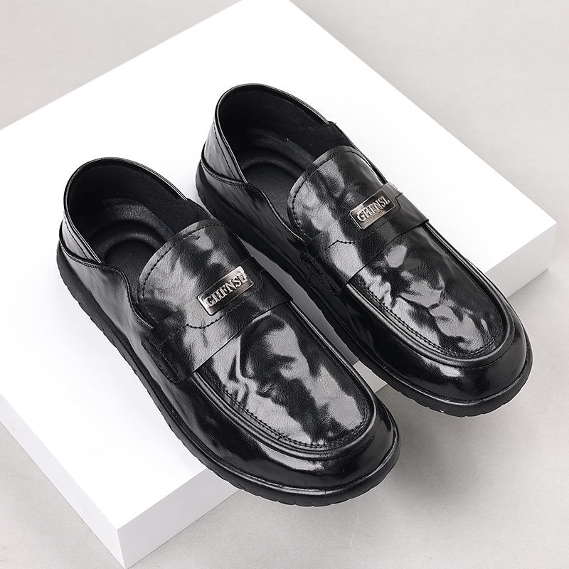 Herr Loafers – Läder Slip-On – Gummisula – Metalldetalj – Affärs-Casuals