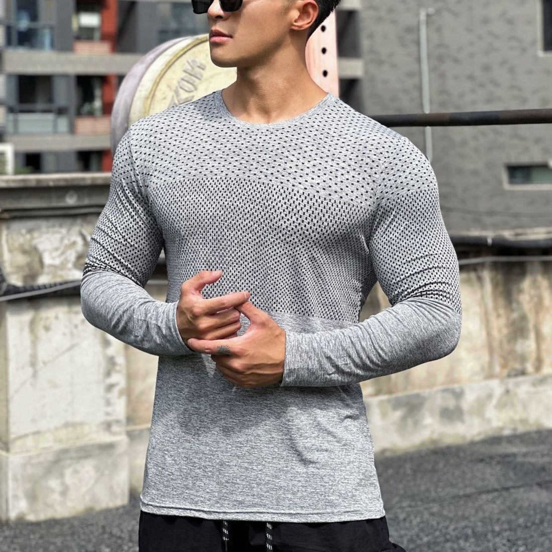 Heren shirt met lange mouwen – Slim fit – Ademend mesh – Sportieve casual look