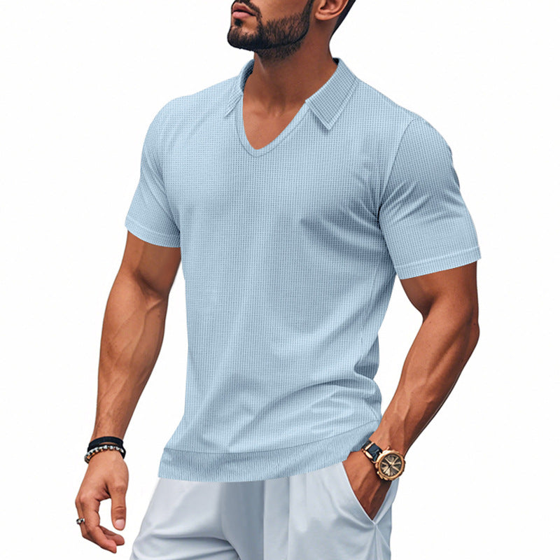 Heren Poloshirt – Ademend Katoen – Relaxte Pasvorm – V-hals – Minimalistische Stijl