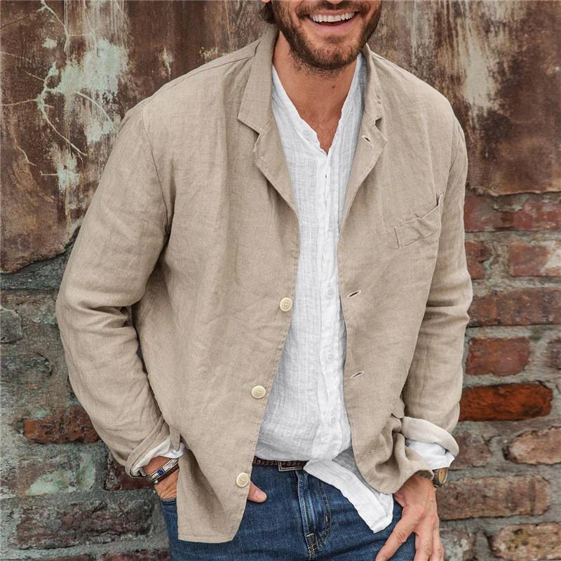 Heren Blazer – Katoen Linnen Mix – Relaxed Fit – Lange Mouw Casual Model
