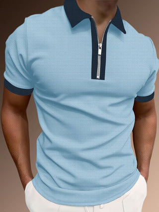 Herenpolo – Slim Fit – Half Zip – Ademend Textiel – Modern Patroon – Casual Look