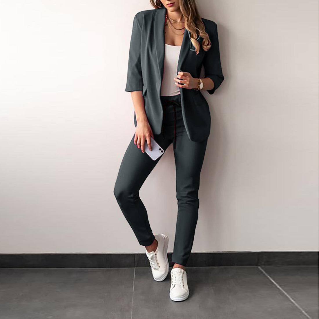Dames 2-Delige Set – Getailleerde Blazer – Slim Fit Broek – Stretch Comfort