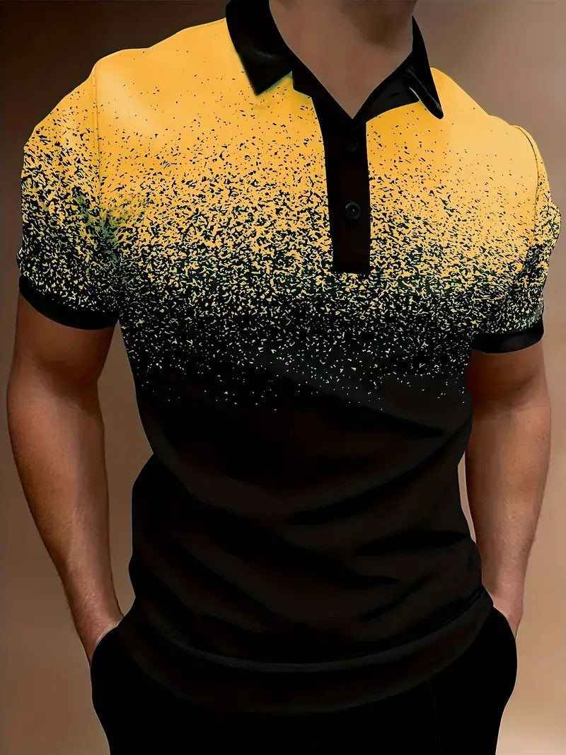 Herr Pikétröja – Slim Passform – Andningsbart Material – Korta Ärmar – Avslappnad Stil