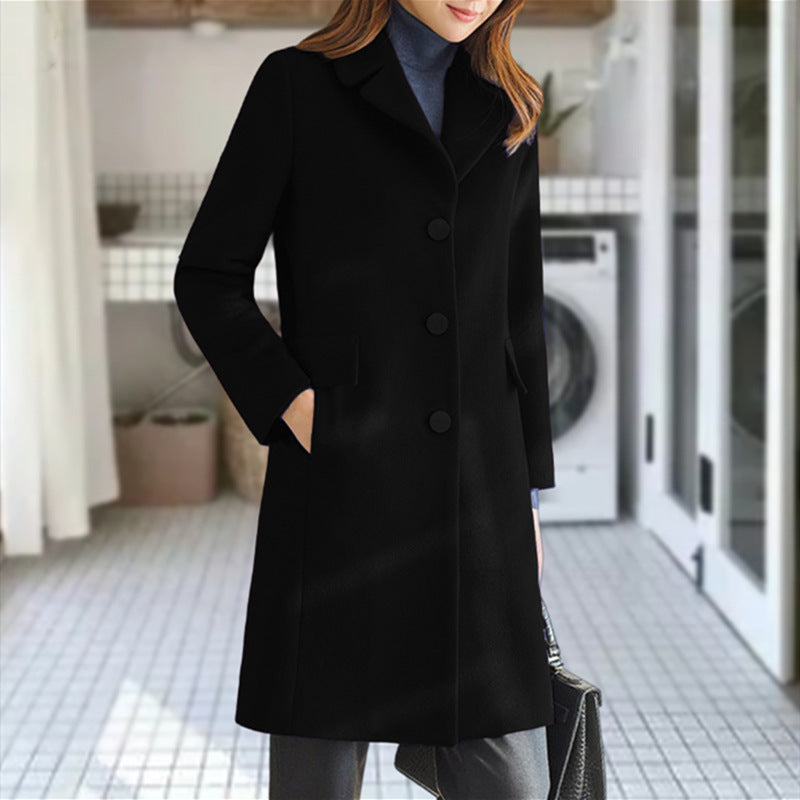 Dames Trenchcoat – Tailored Fit – Wol – Knielang – Notch Revers – Knoopsluiting