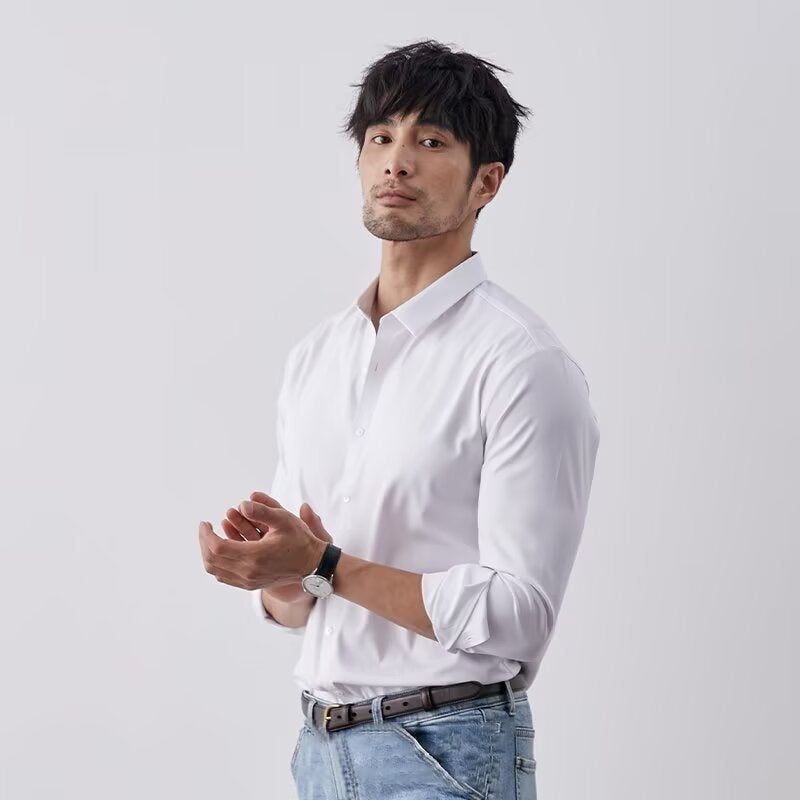 Herrskjorta – Slim Fit – Lyxig Tygkänsla – Lång Ärm – Affärsmässig Look