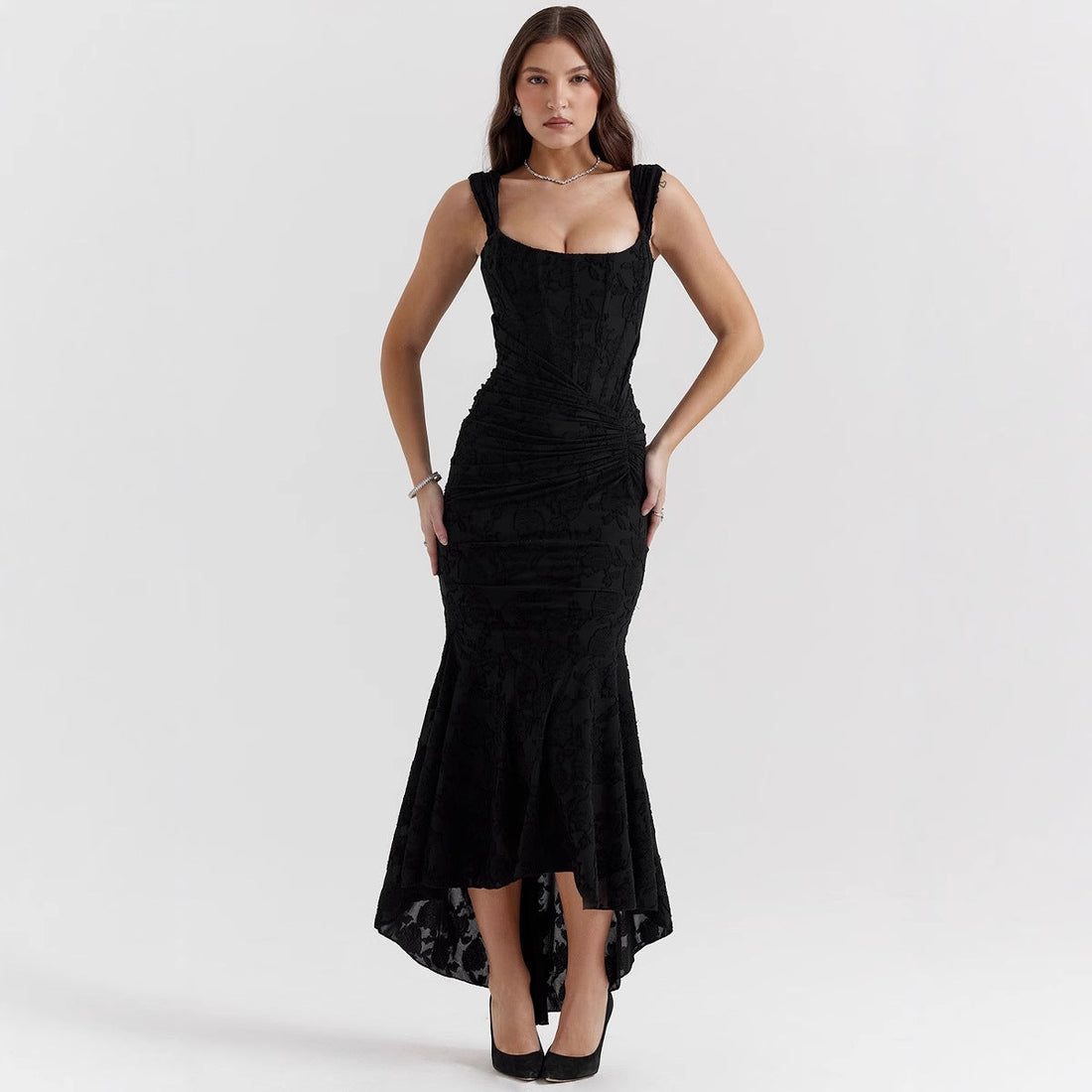 Dames Avondjurk – One-Shoulder – Satijnlook – Mermaid Fit – Gerimpelde Taille