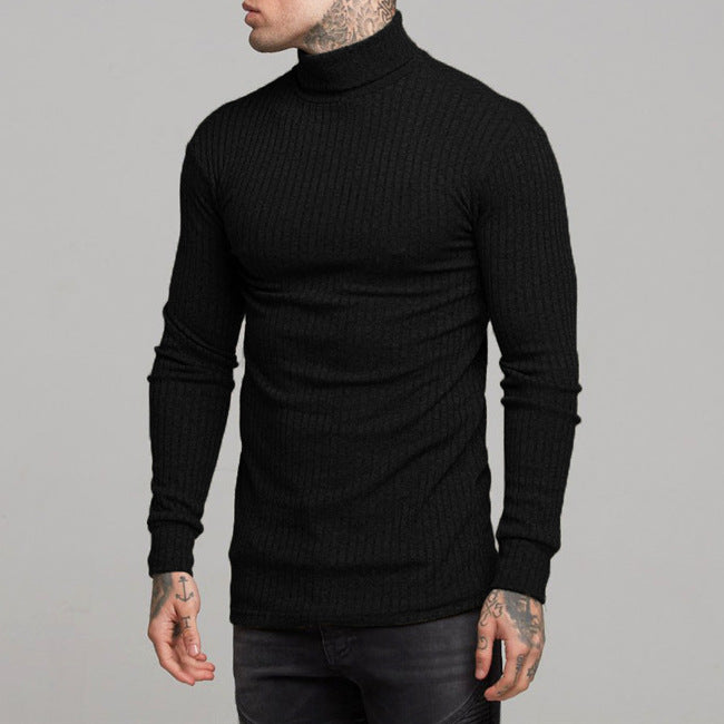 Heren Coltrui – Slim Fit – Geribde Tricot – Lange Mouw – Zachte Stretchstof