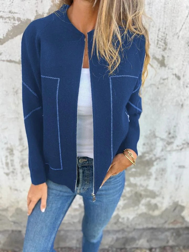 Dames Vest – Gebreid – Relaxte Pasvorm – Ritssluiting – Zijzakken – Wolmix