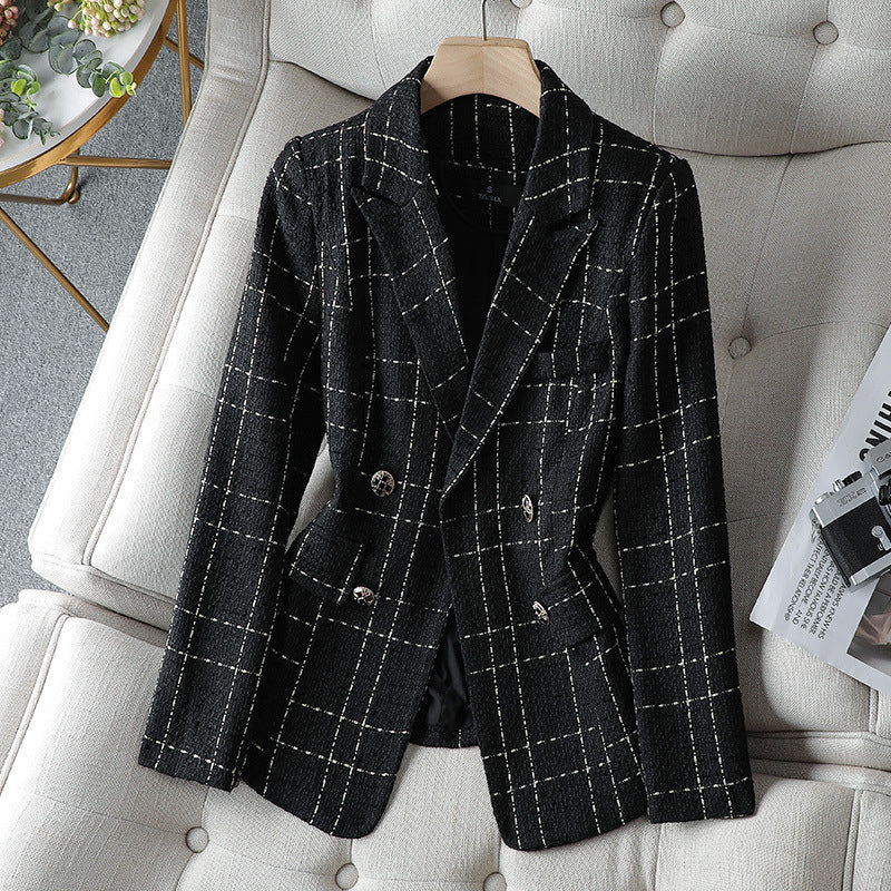 Dam Blazer – Figursydd Passform – Tweed Look – Tvåradig – Klassisk Design