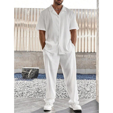 Heren Set – Korte Mouwen Overhemd en Rechte Broek – Relaxte Pasvorm – Ademend