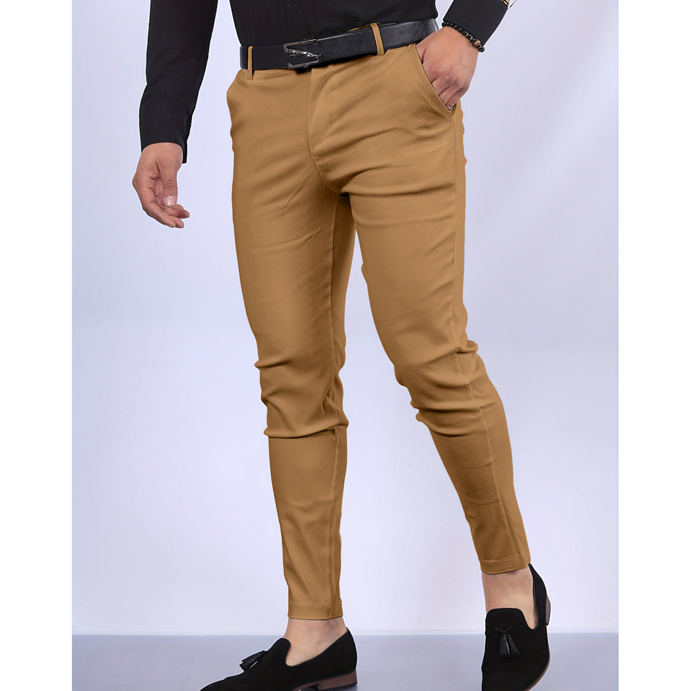 Heren Pantalon – Slim Fit – Wollen Mix – Faux Zakken – Volledige Lengte Zakelijk