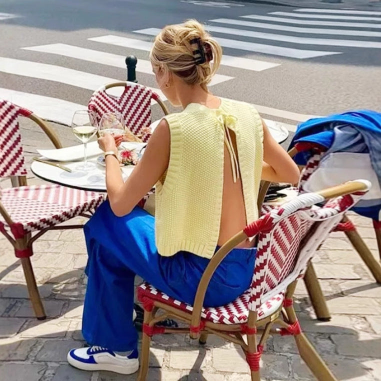Dames Tanktop – Losvallend Model – Opengebreid – Ribboord – Luchtige Zomerse Look