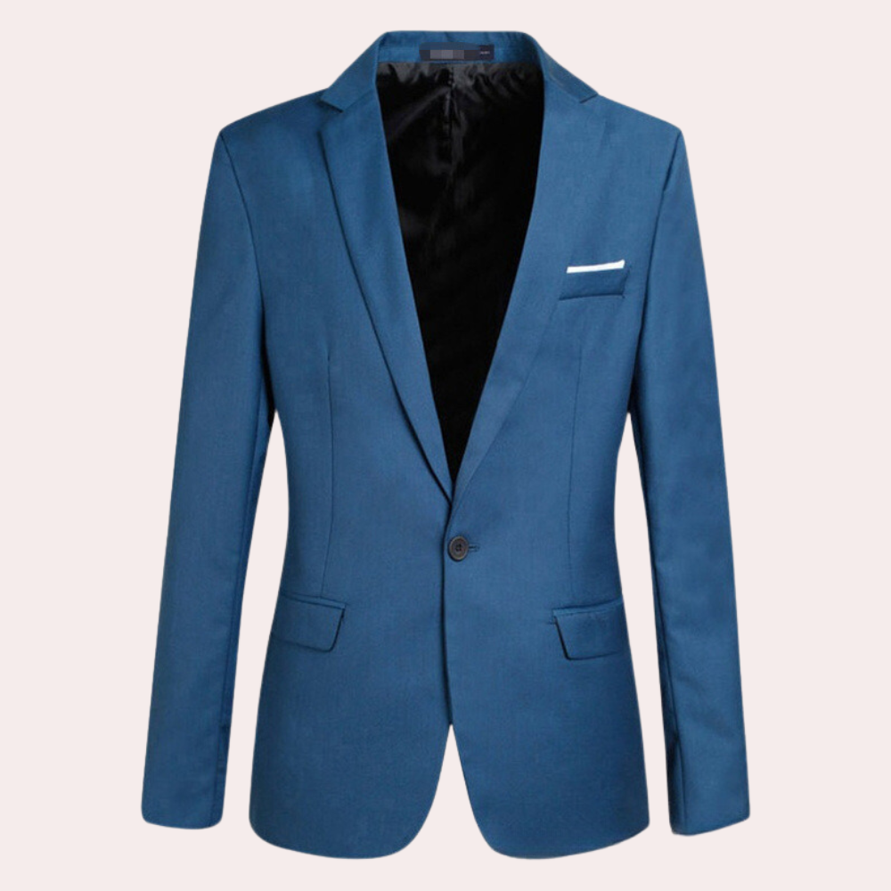 Heren Blazer – Tailored Fit – Ademend Materiaal – Enkele Sluiting – Klassieke Revers