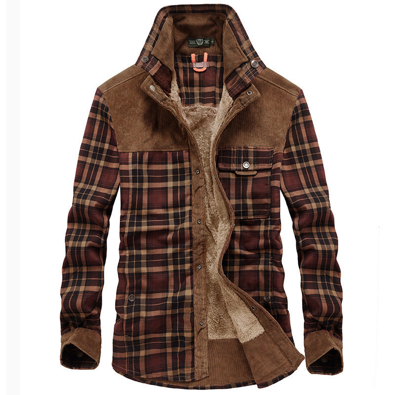 Herenjas – Relaxed Fit – Wol Look – Fleece Voering – Geruit – Knoopsluiting