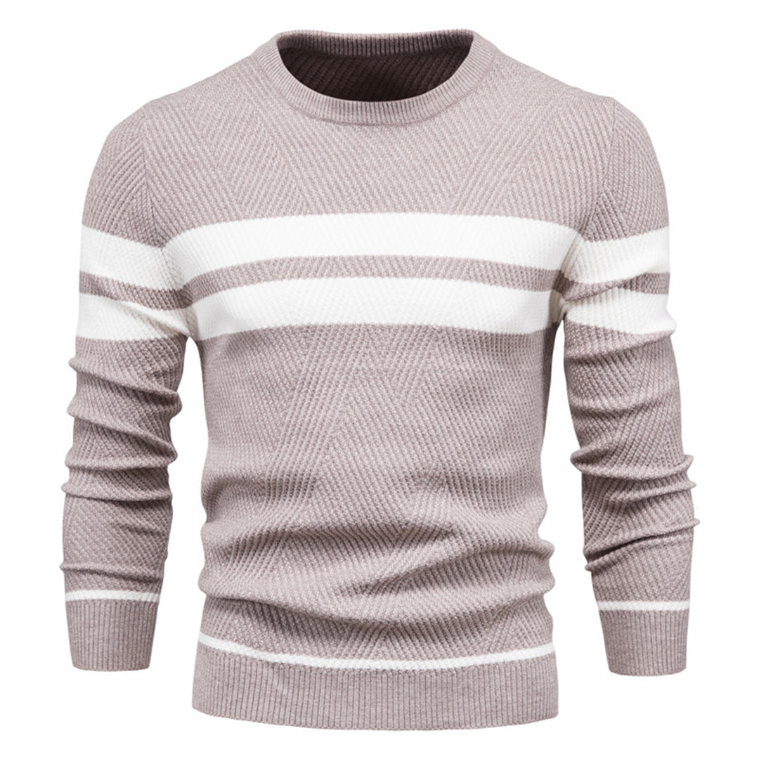 Heren Trui – Slim Fit – Gebreid Wol – Geribbeld Patroon – Ronde Hals