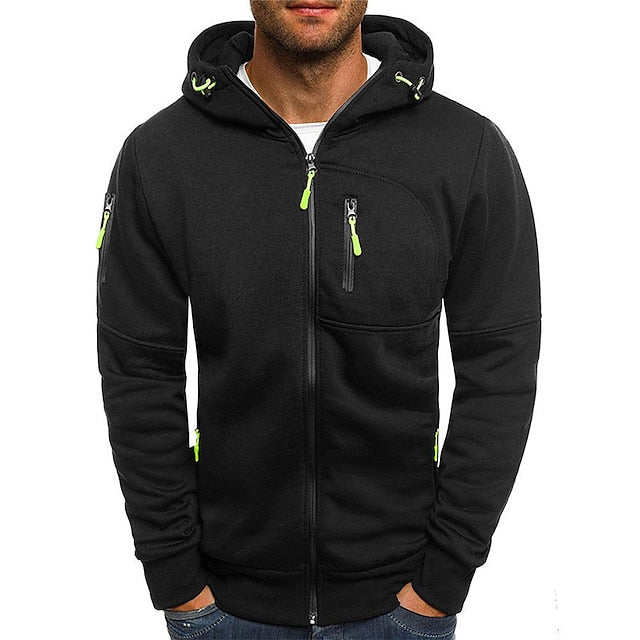 Heren Hoodie – Ademend Materiaalmix – Tailored Fit – Ritssluiting – Zakken