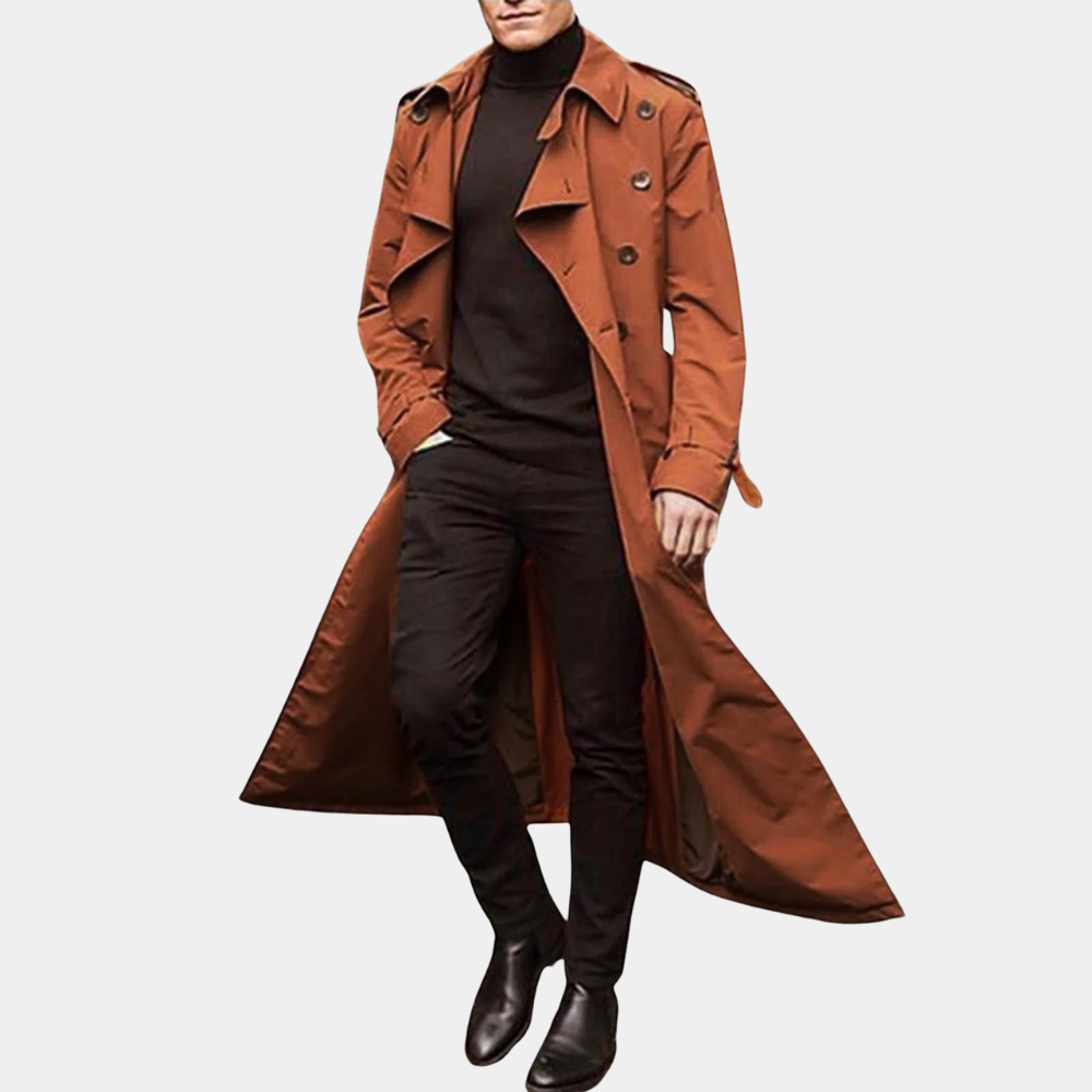 Heren trenchcoat – Tailored fit – Cotton – Dubbelrijig – Met ceintuur en epauletten