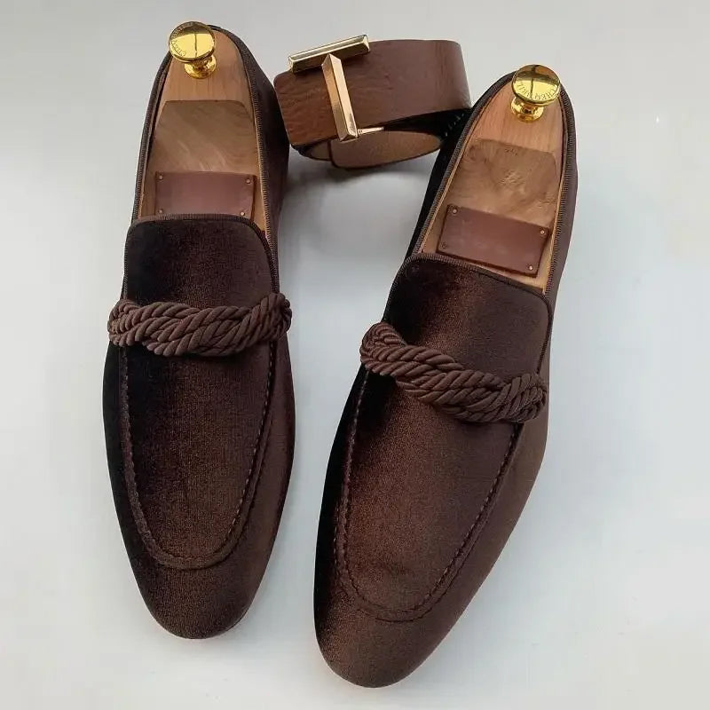 Herr loafers – Mocka – Instegsmodell – Flätad detalj – Elegant passform