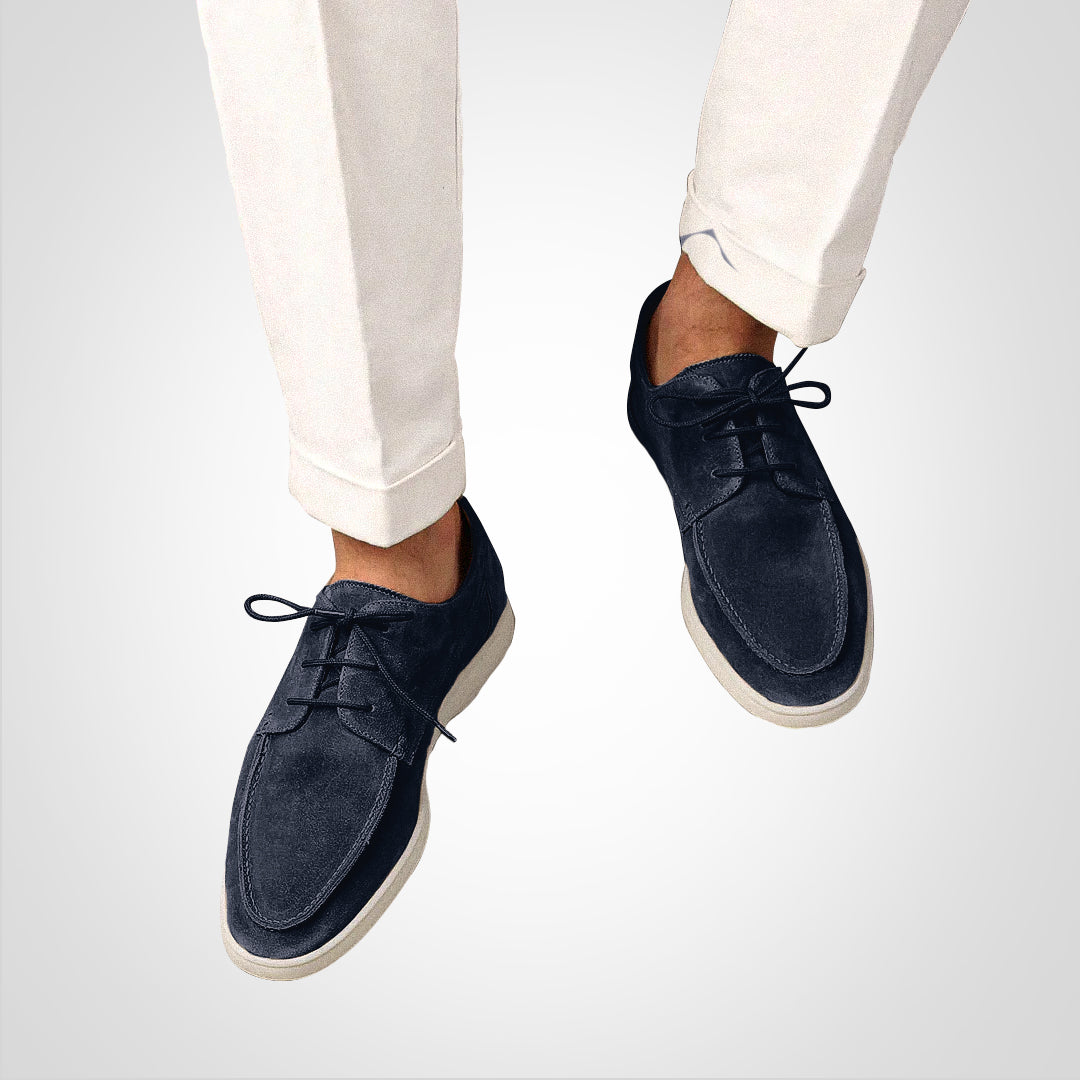 Heren Suède Schoenen – Lage Instap – Moc Neus – Vetersluiting – Casual Comfort