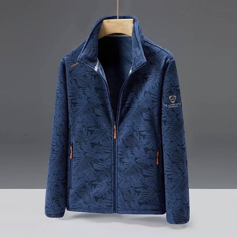 Heren Fleece Jas – Standaard Fit – Hoge Kraag – Zakken met Rits – Zachte Textuur