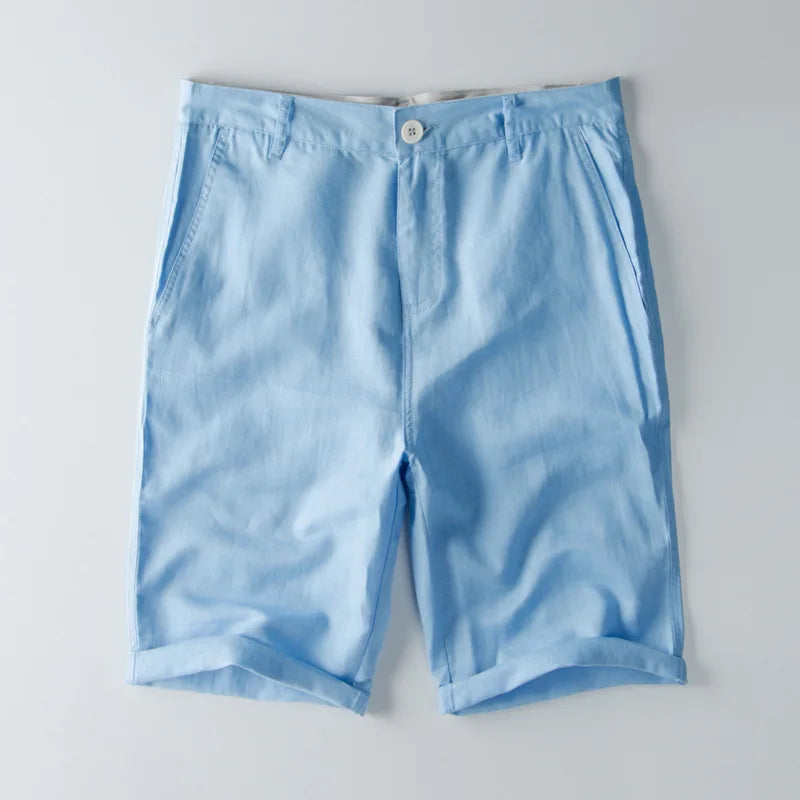 Heren Short – Katoen Linnen Mix – Relaxed Fit – Kniehoogte – Met Zakken