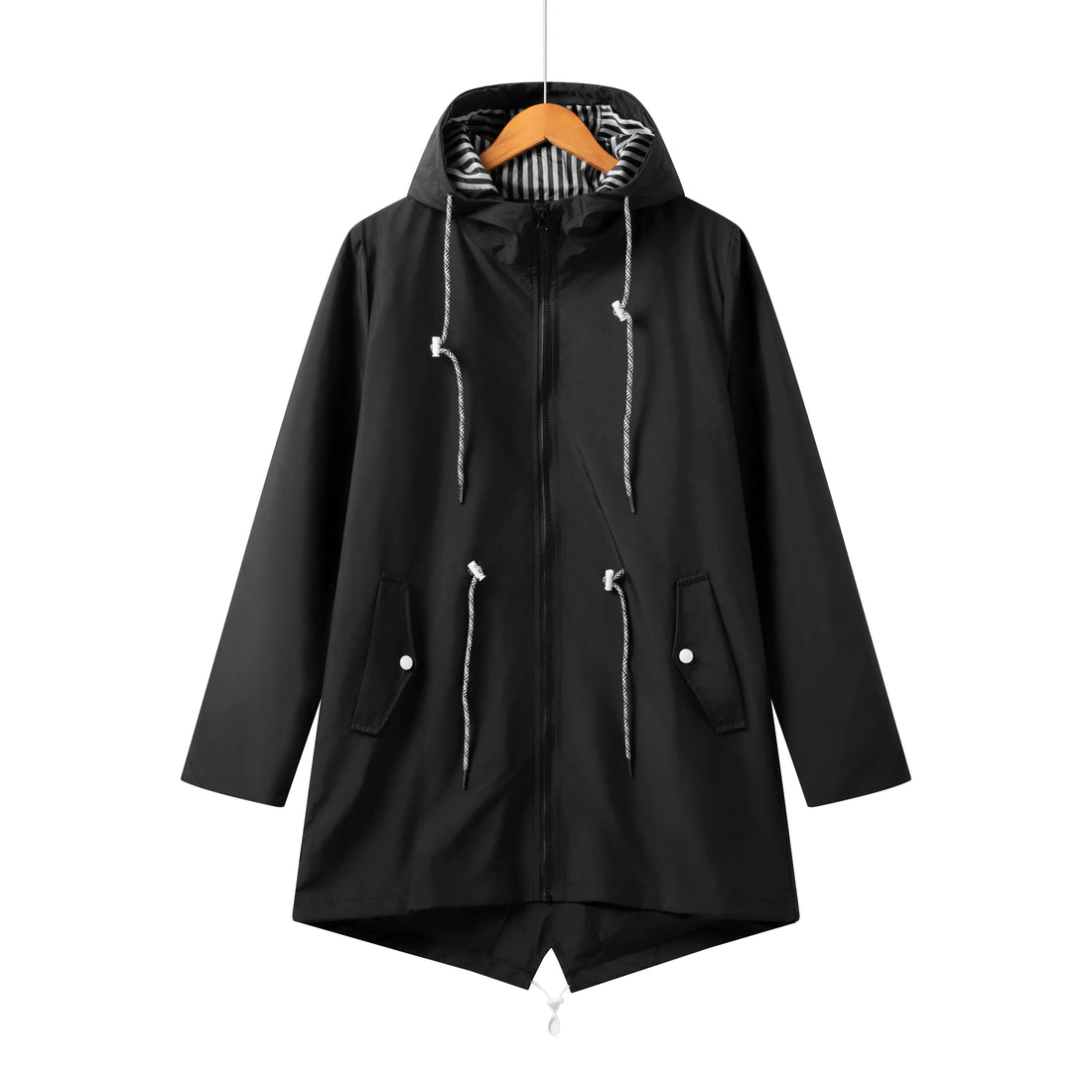 Dames trenchcoat – Waterdicht – Relaxed fit – Capuchon met ritssluiting en trekkoord