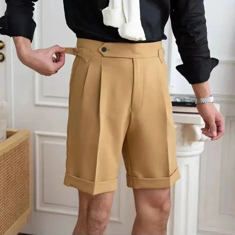 Heren Shorts – Tailored Fit – 100% Katoen – Met Plooi – Omgeslagen Zoom – Kniehoogte