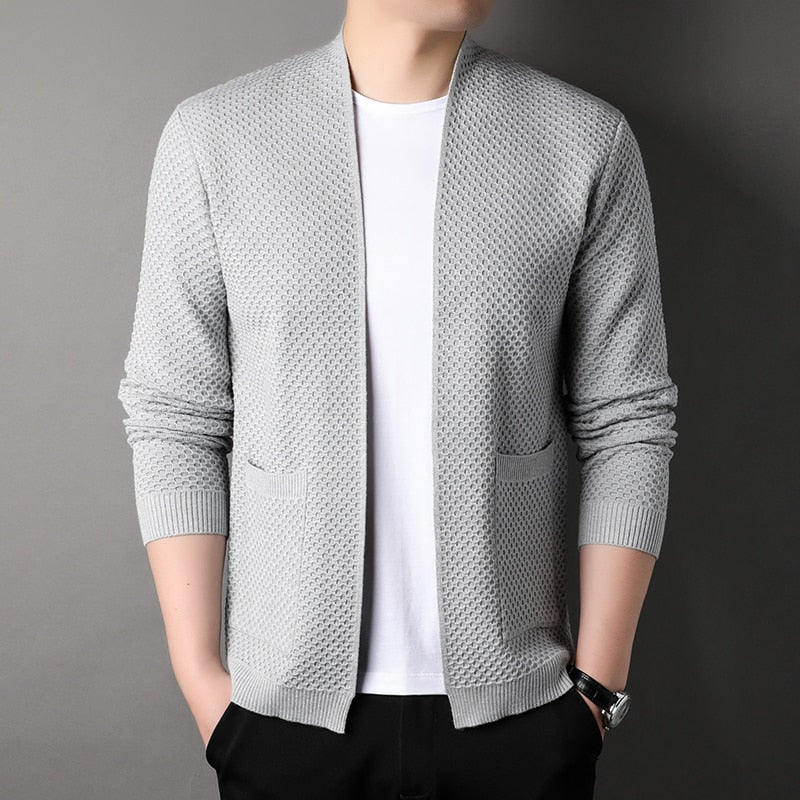 Heren Blazer – Tailored Fit – Zacht Gebreid – Open Voorzijde – Ribboorden – Smart Casual