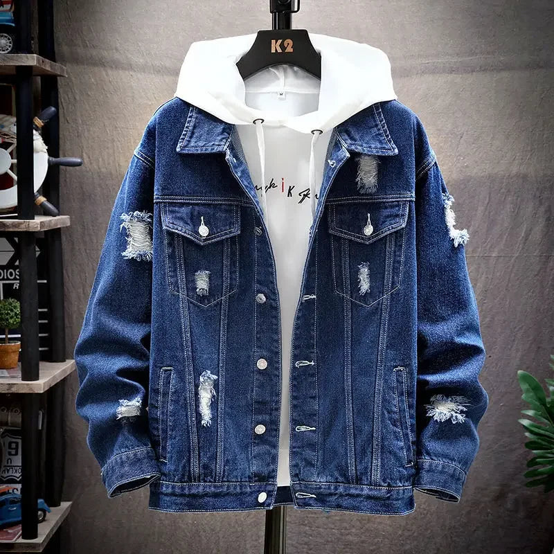 Heren spijkerjas – Losse pasvorm – Denim – Distressed – Casual streetwear stijl