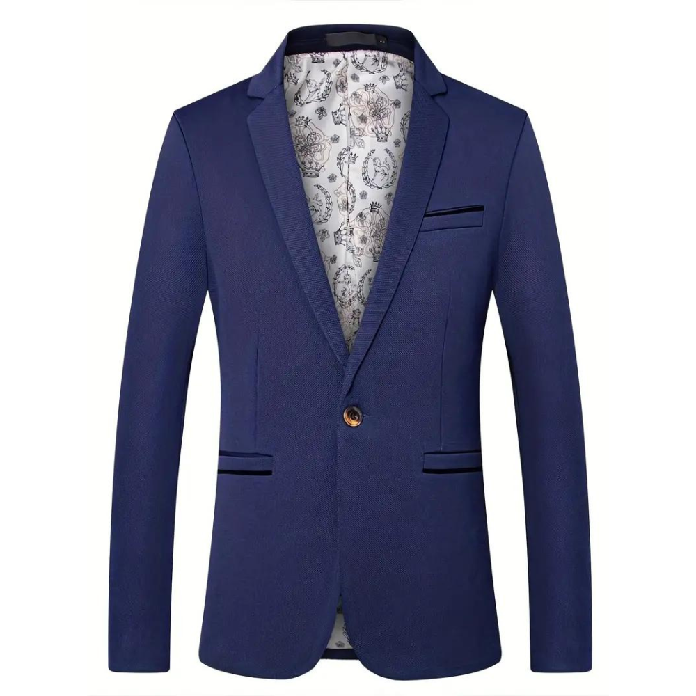 Heren Blazer – Slim Fit – Ademend Materiaal – Enkele Knoop – Notch Revers – Smart Casual