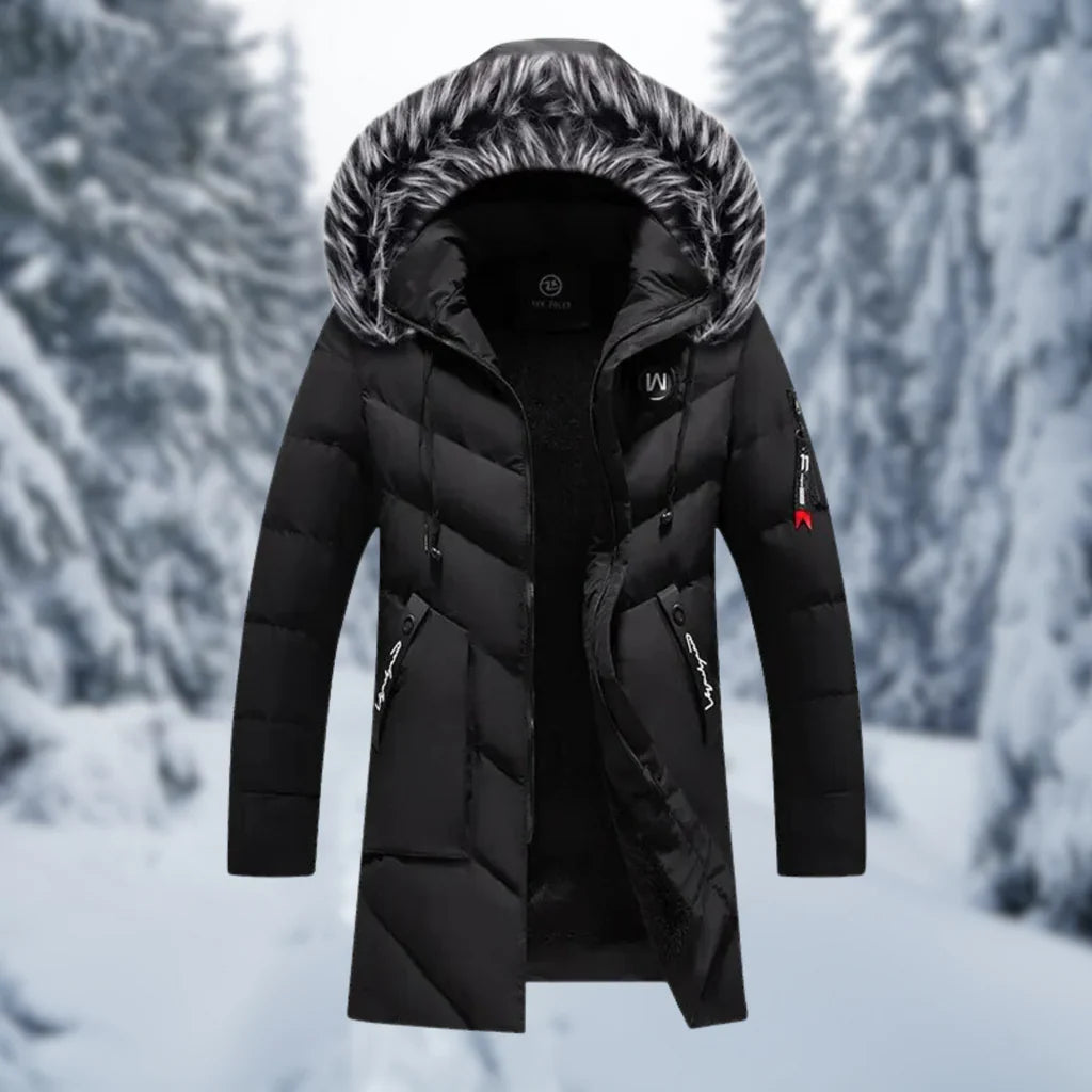 Heren Gewatteerde Jas – Oversized Pasvorm – Nepbont Capuchon – Ribboorden – Middenlang