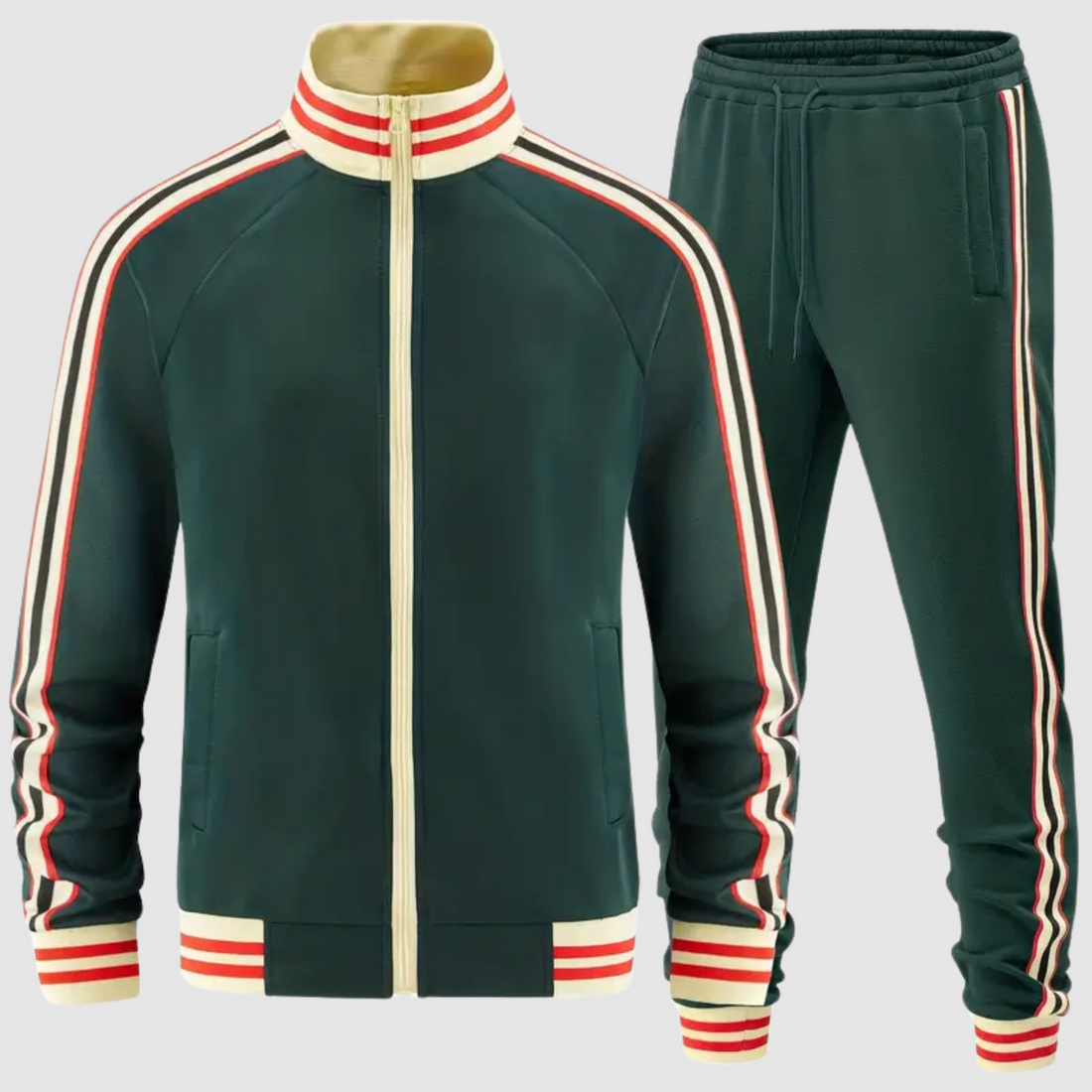 Heren Trainingspak – Slim Fit – Taps Toelopende Broek – Ritsjack – Ademend – Sportief