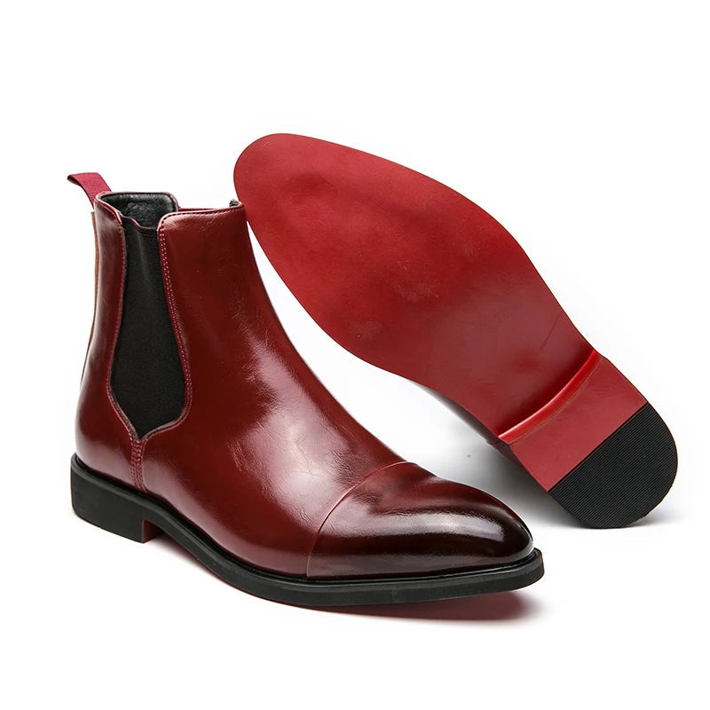 Heren Chelsea Boots – Leer – Slank Model – Enkelhoog – Captoe – Instapdesign