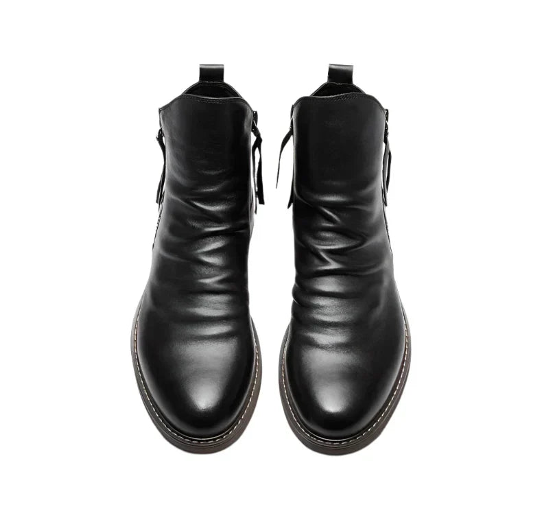 Heren Chelsea boots – Slim fit – Ankle hoogte – Zijrits – Lage hak – Glanzende look
